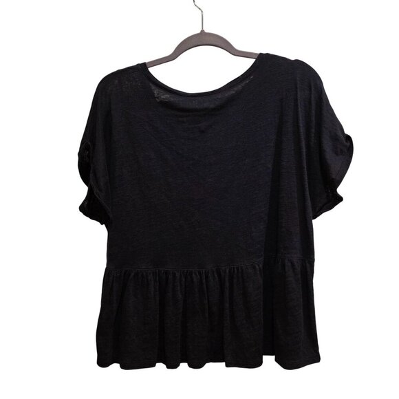 Madewell Womens Black Linen Peplum Top Size XL - Picture 3 of 11